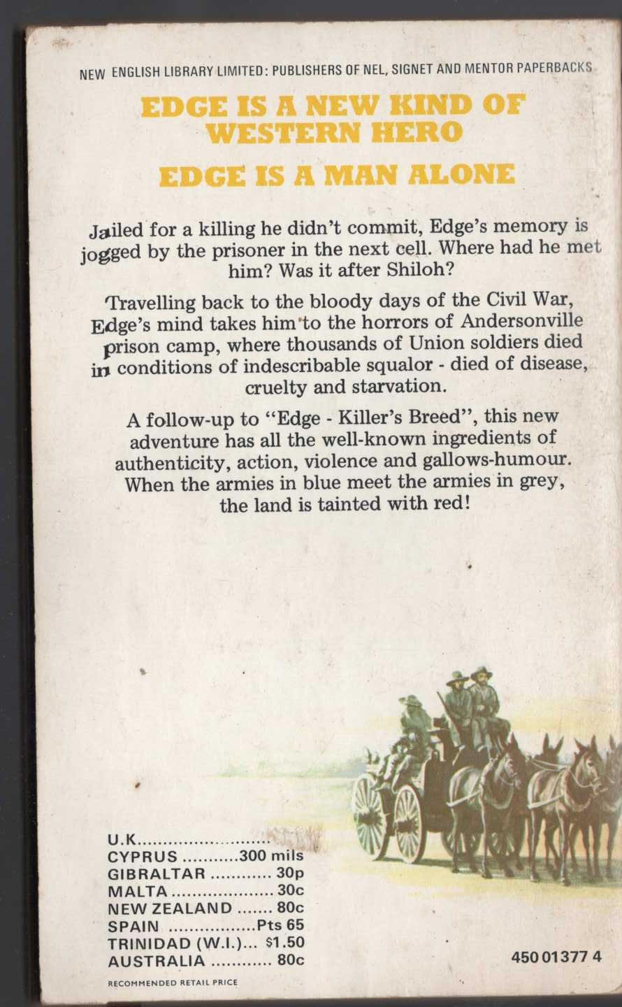 George G. Gilman  EDGE 6: THE BLUE, THE GREY AND THE RED magnified rear book cover image