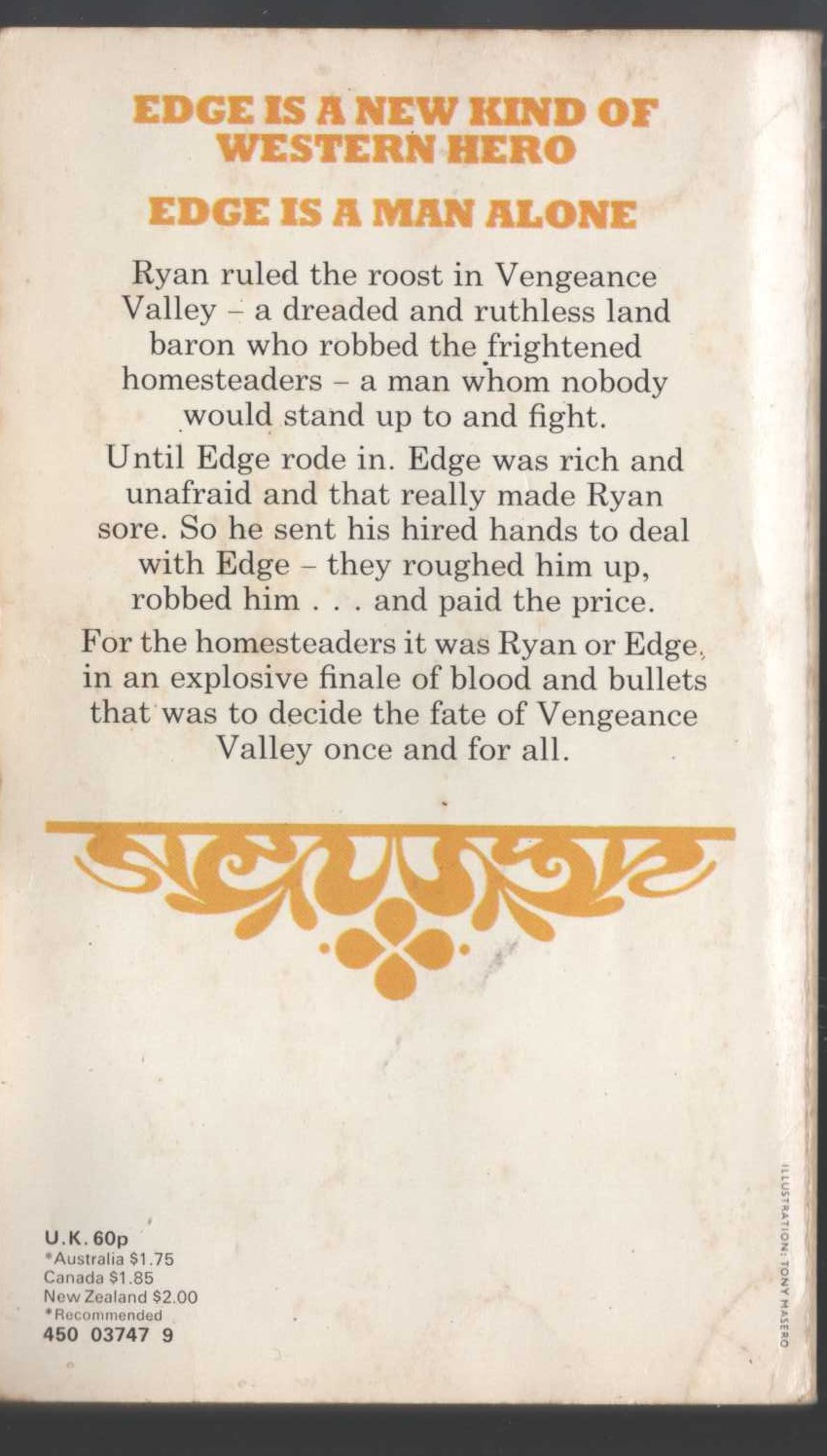 George G. Gilman  EDGE 17: VENGEANCE VALLEY magnified rear book cover image