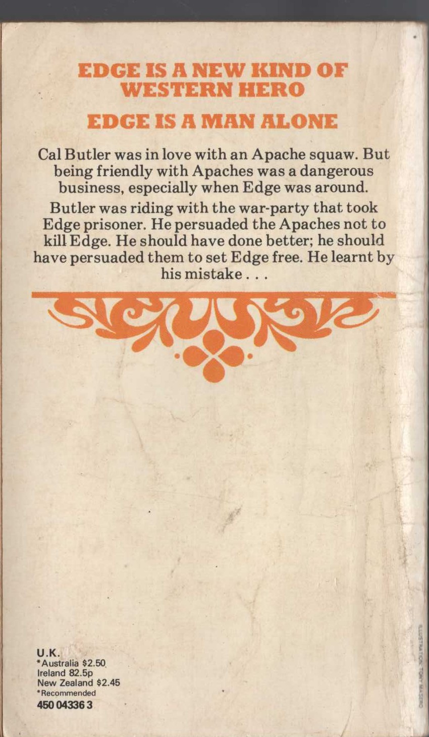 George G. Gilman  EDGE 33: THE HATED magnified rear book cover image