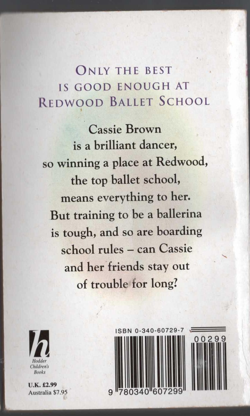 Mal Lewis Jones  CASSIE AT THE BALLET SCHOOL magnified rear book cover image