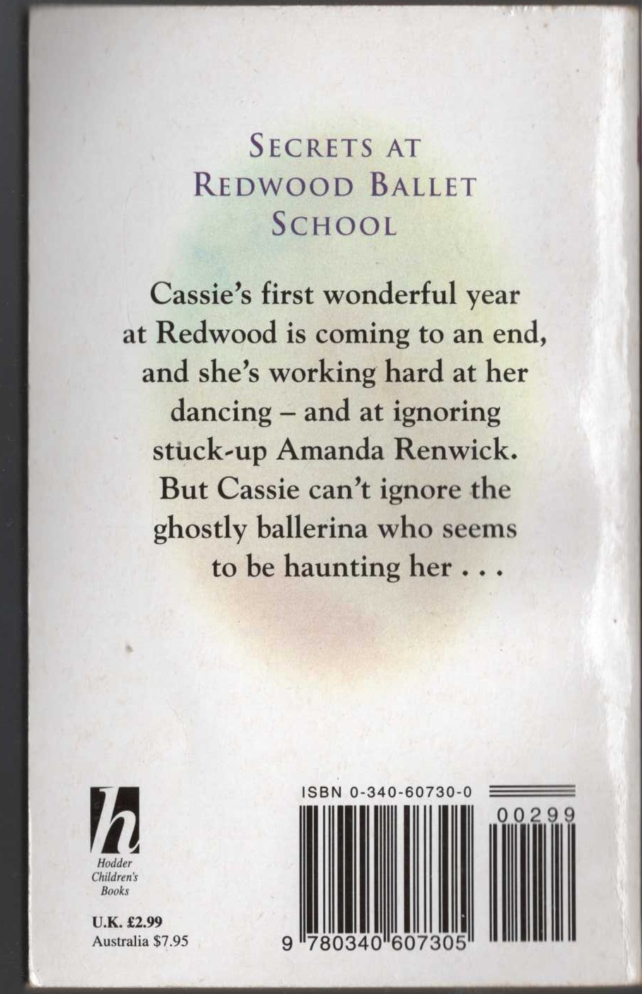 Mal Lewis Jones  GHOST AT THE BALLET SCHOOL magnified rear book cover image