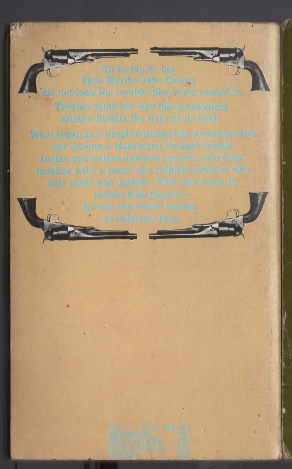 J.T. Edson  CALAMITY SPELLS TROUBLE magnified rear book cover image