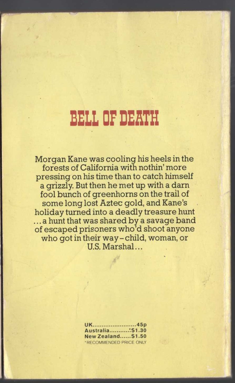 Louis Masterson  BELL OF DEATH magnified rear book cover image
