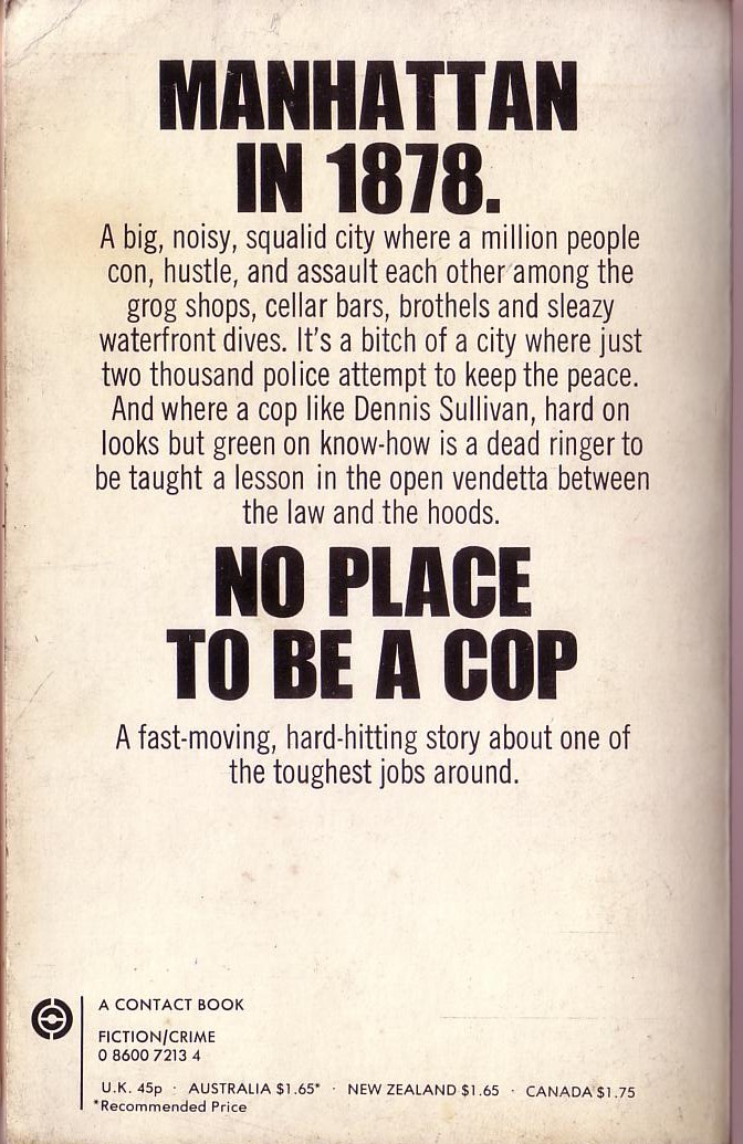 Frederick Nolan  NO PLACE TO BE A COP magnified rear book cover image