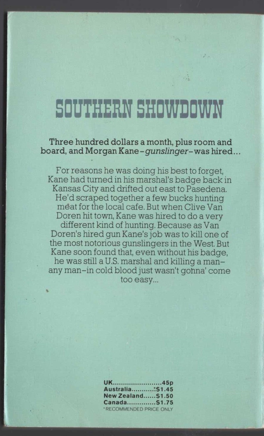 Louis Masterson  SOUTHERN SHOWDOWN magnified rear book cover image