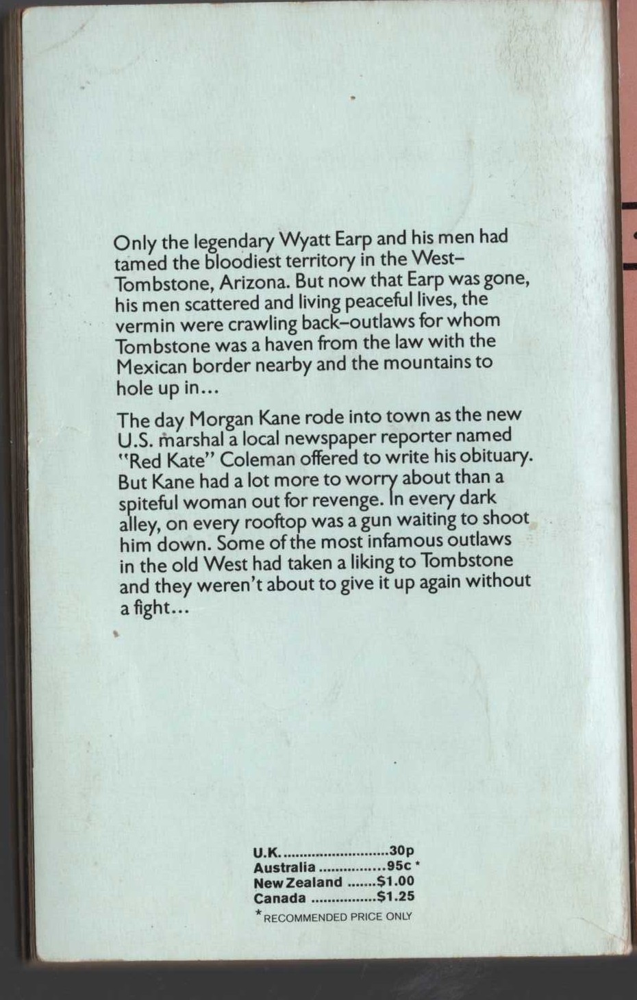 Louis Masterson  DUEL IN TOMBSTONE magnified rear book cover image