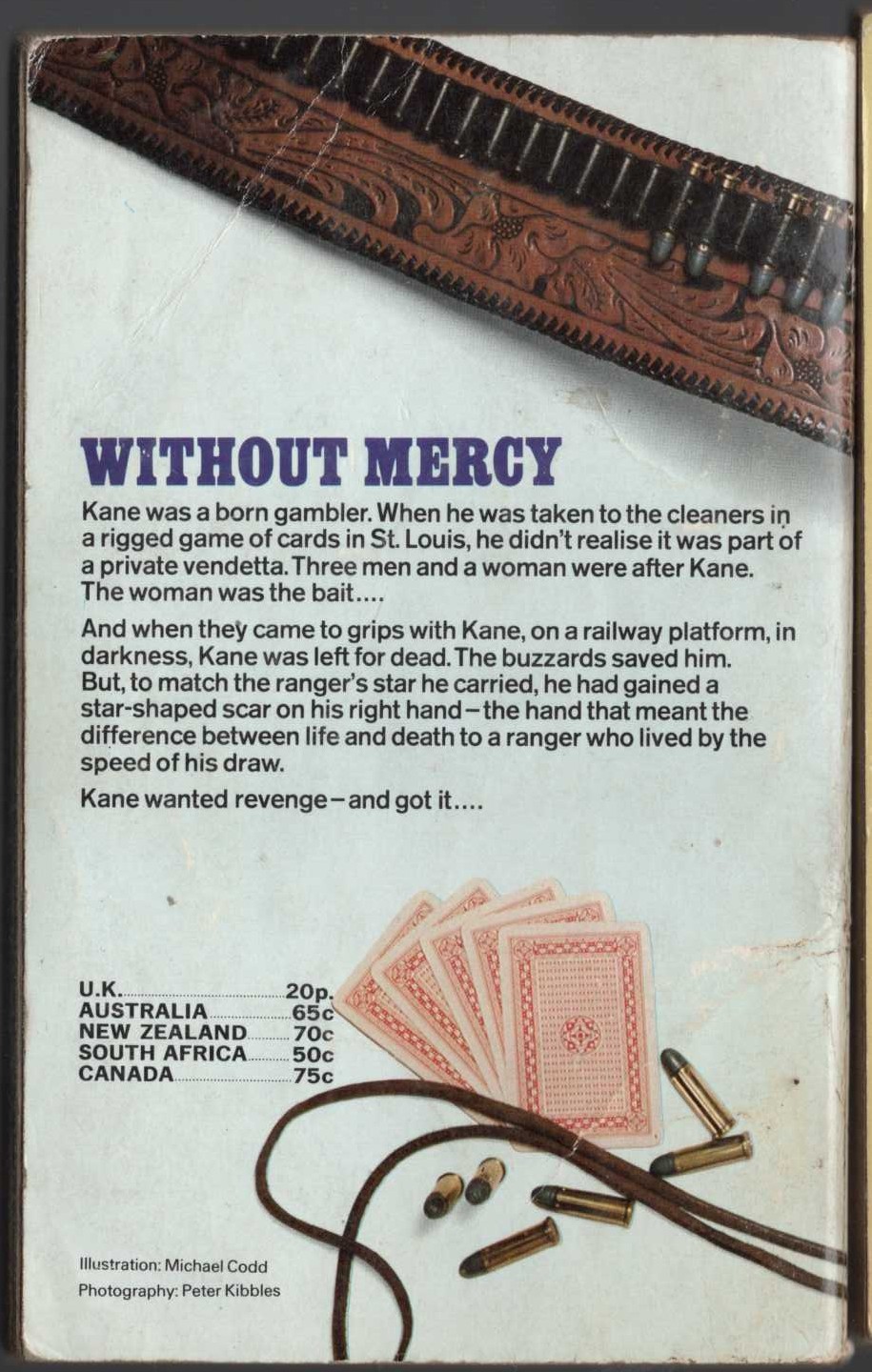 Louis Masterson  WITHOUT MERCY magnified rear book cover image