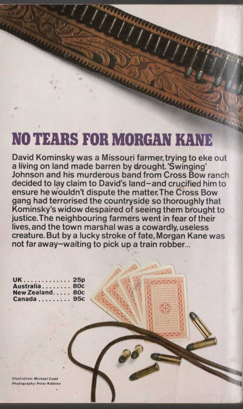 Louis Masterson  NO TEARS FOR MORGAN KANE magnified rear book cover image