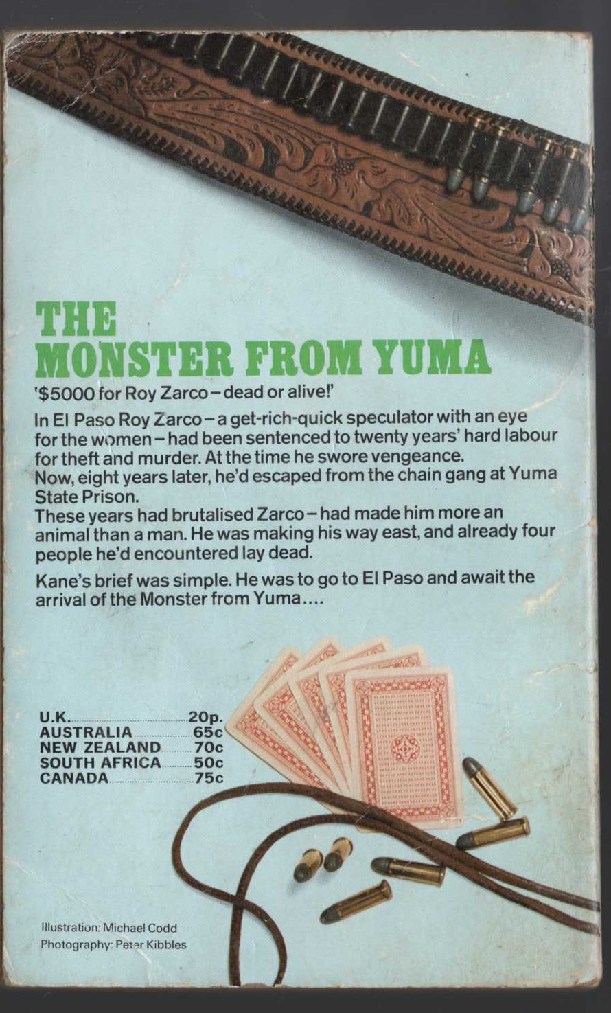 Louis Masterson  THE MONSTER FROM YUMA magnified rear book cover image