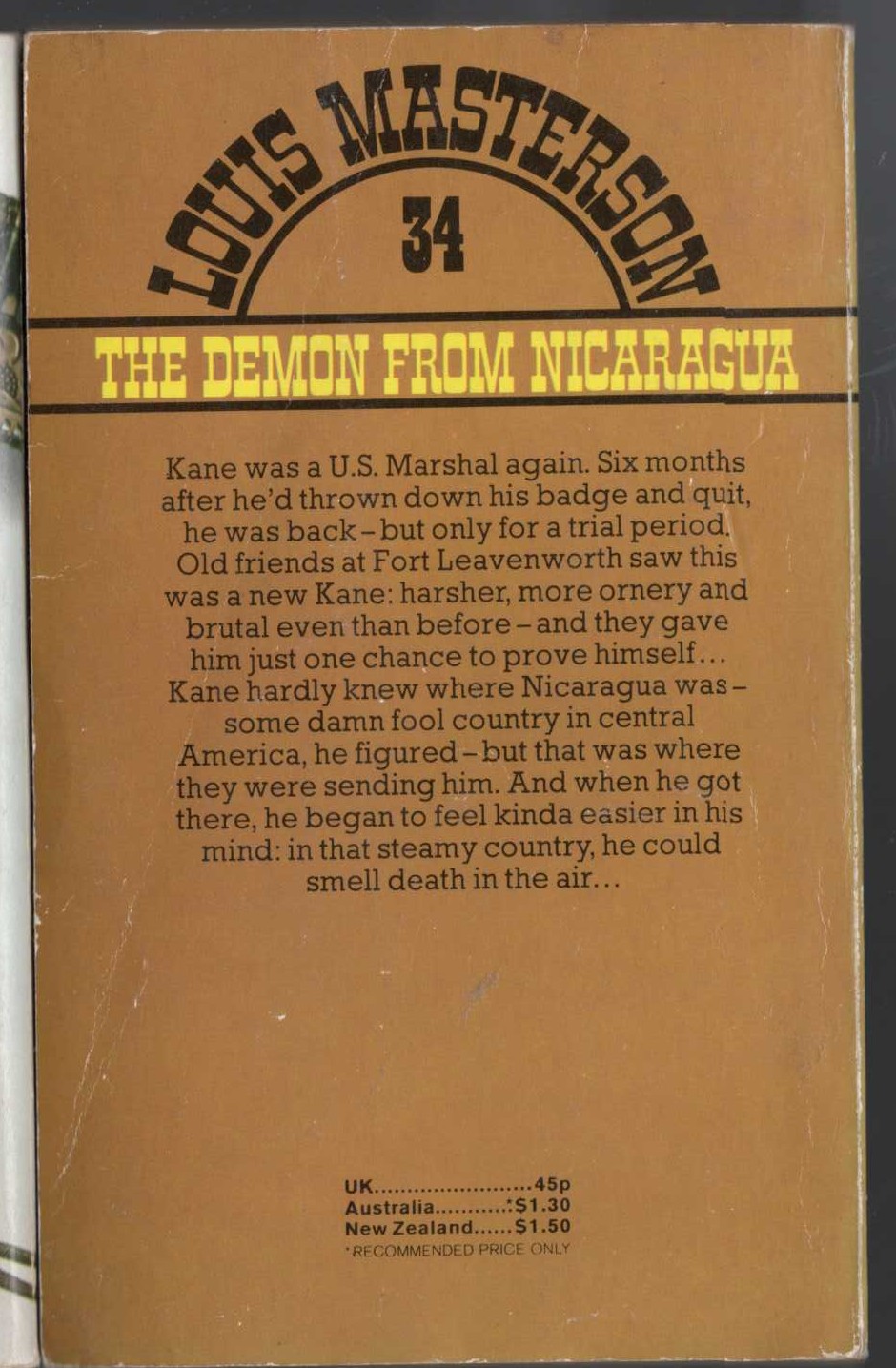 Louis Masterson  THE DEMON FROM NICARAGUA magnified rear book cover image