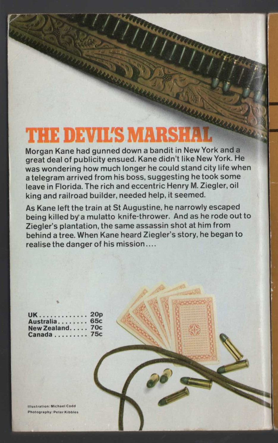 Louis Masterson  THE DEVIL'S MARSHAL magnified rear book cover image