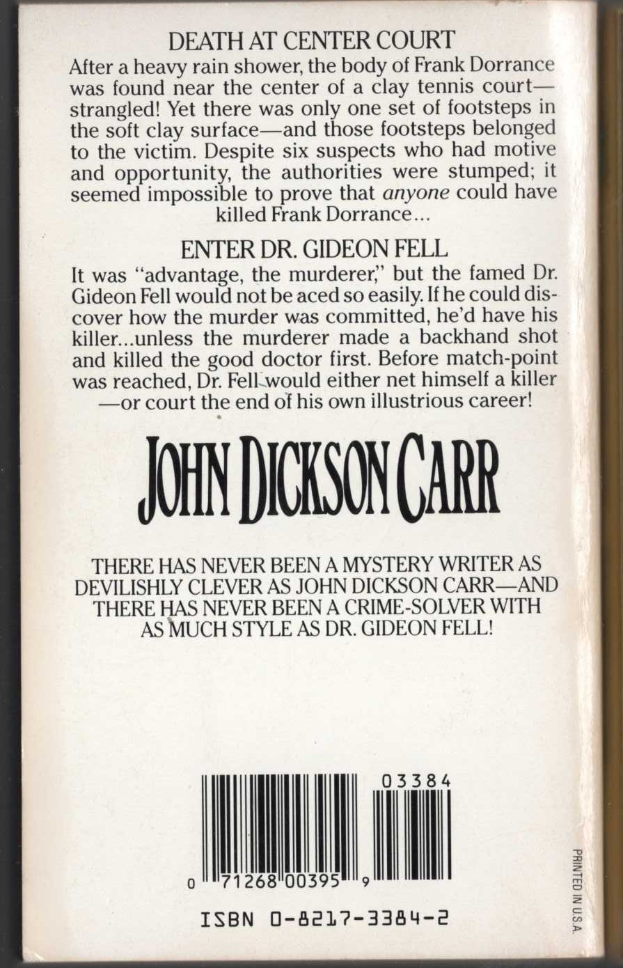 John Dickson Carr  THE PROBLEM OF THE WIRE CAGE magnified rear book cover image