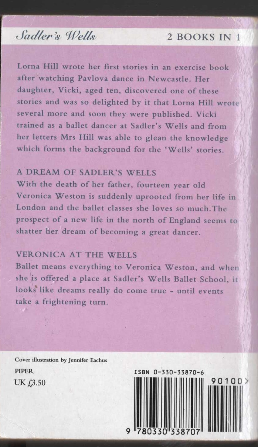Lorna Hill  A DREAM OF SADLER'S WELLS and VERONICA AT THE WELLS magnified rear book cover image