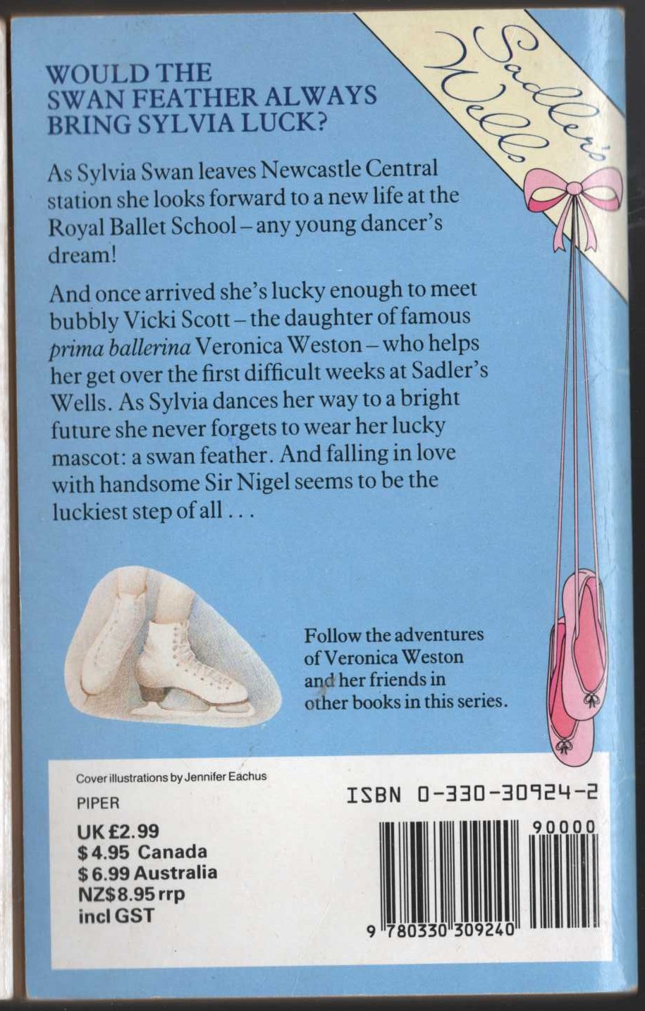 Lorna Hill  SWAN FEATHER magnified rear book cover image