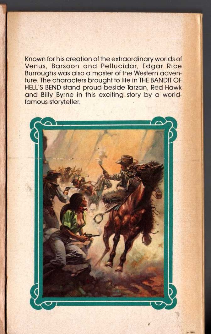 Edgar Rice Burroughs  THE BANDIT OF HELL'S BEND magnified rear book cover image