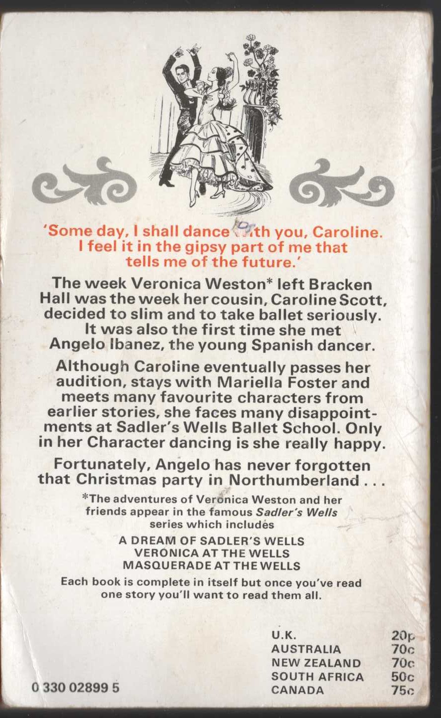 Lorna Hill  NO CASTANETS AT THE WELLS magnified rear book cover image