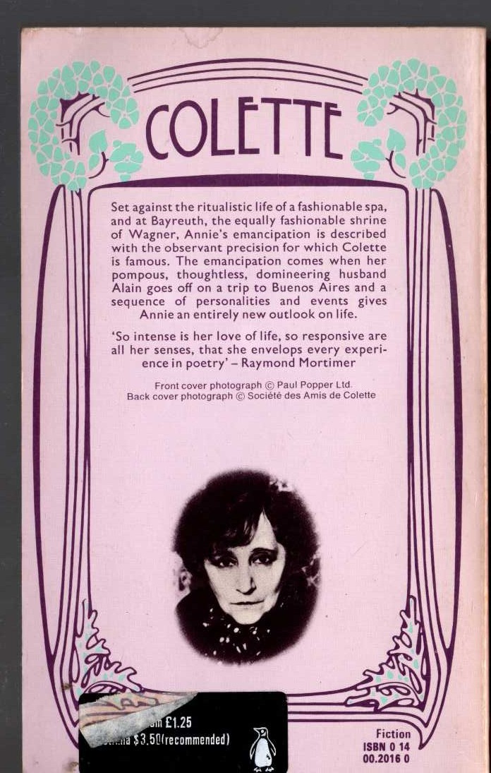 Colette   CLAUDINE AND ANNIE magnified rear book cover image