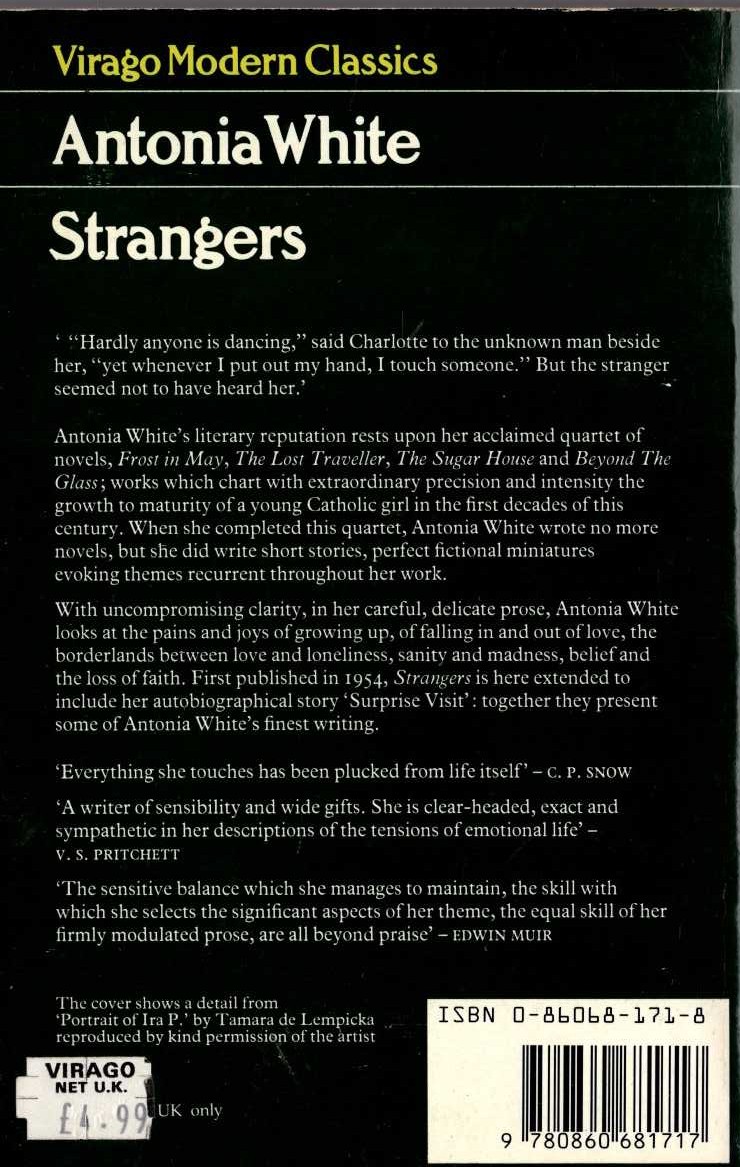 Antonia White  STRANGERS magnified rear book cover image