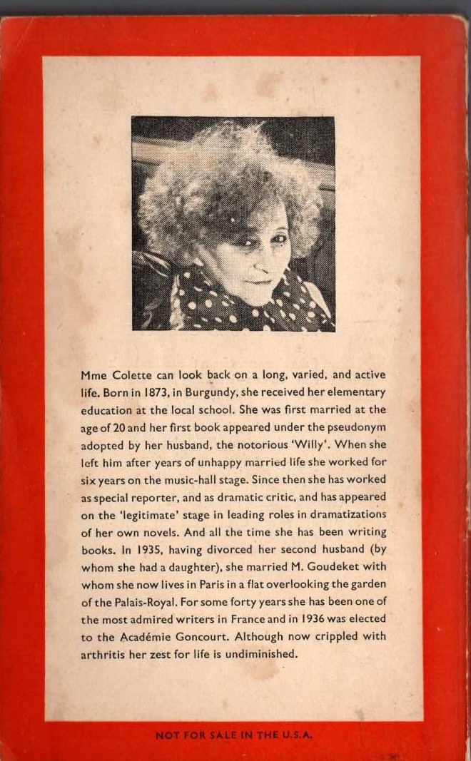 Colette   CHERI and THE LAST OF CHERI magnified rear book cover image