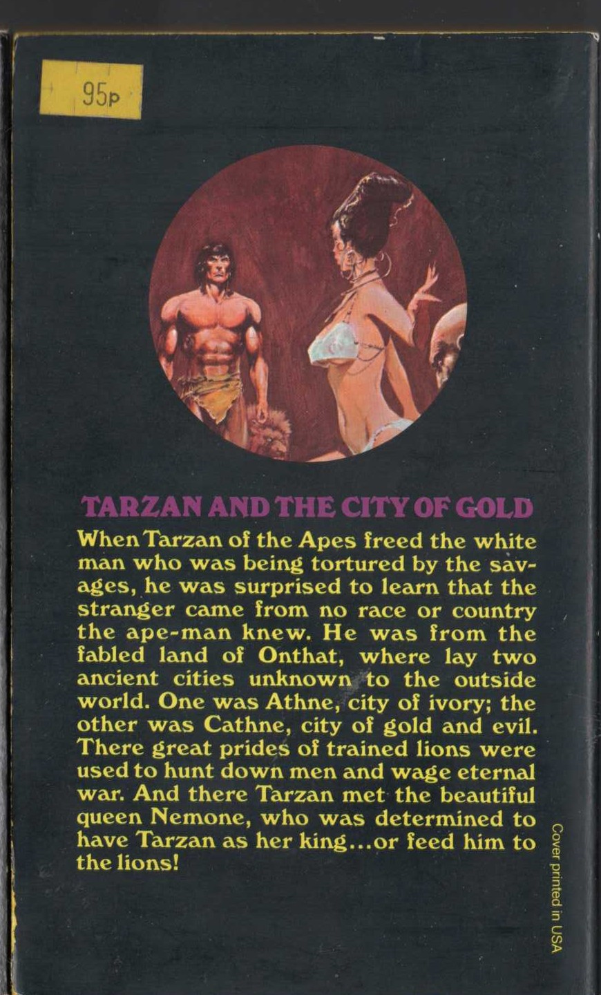 Edgar Rice Burroughs  TARZAN AND THE CITY OF GOLD magnified rear book cover image