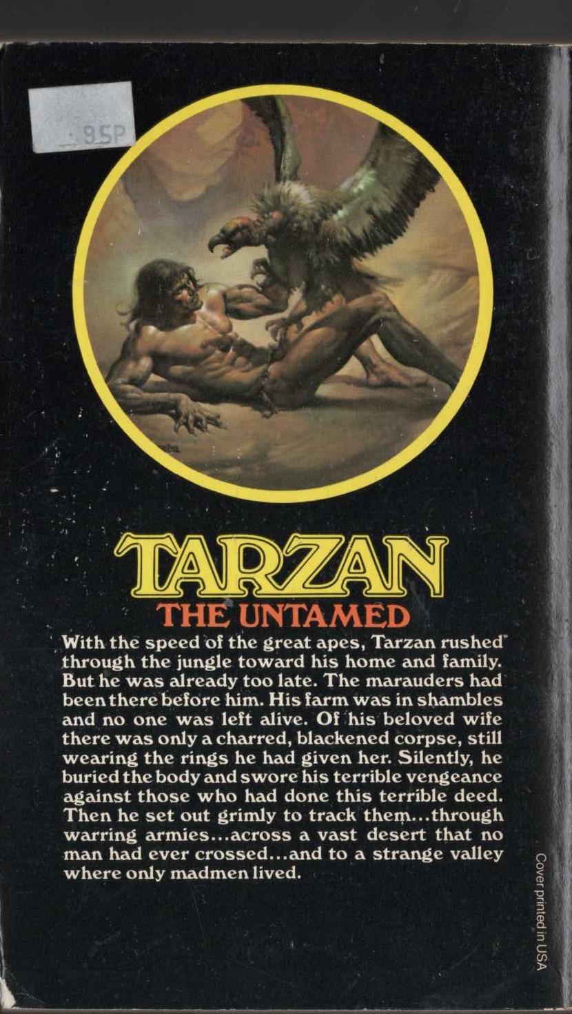 Edgar Rice Burroughs  TARZAN THE UNTAMED magnified rear book cover image
