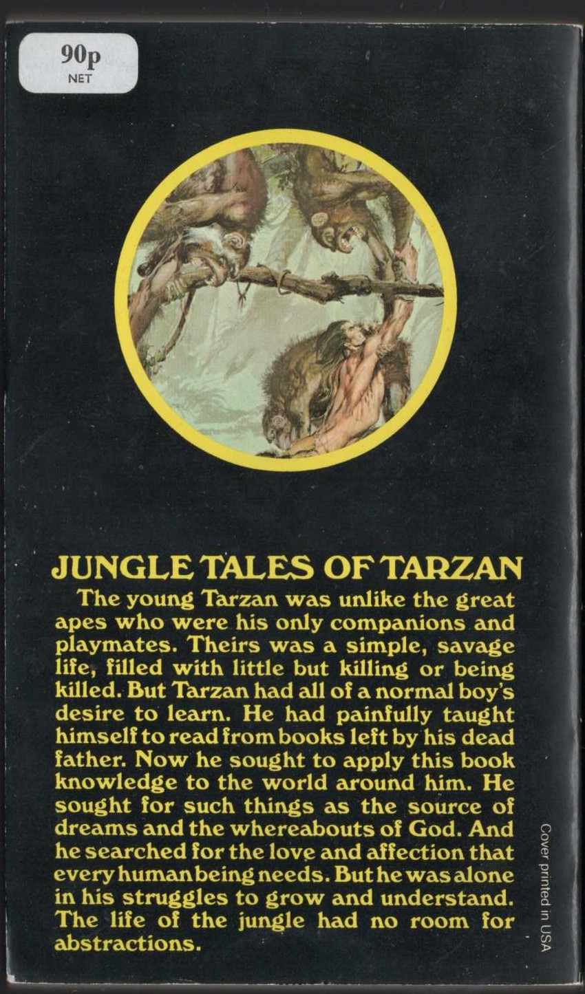 Edgar Rice Burroughs  JUNGLE TALES OF TARZAN magnified rear book cover image