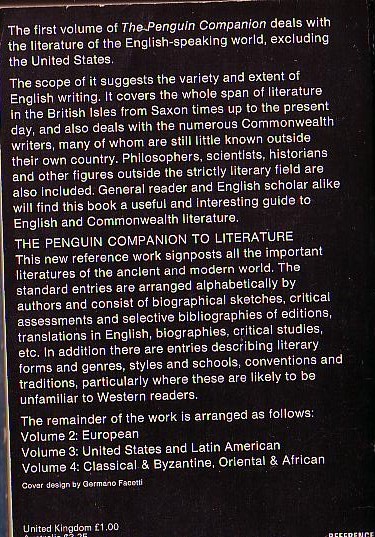 David Daiches  BRITISH & COMMONWEALTH LITERATURE magnified rear book cover image