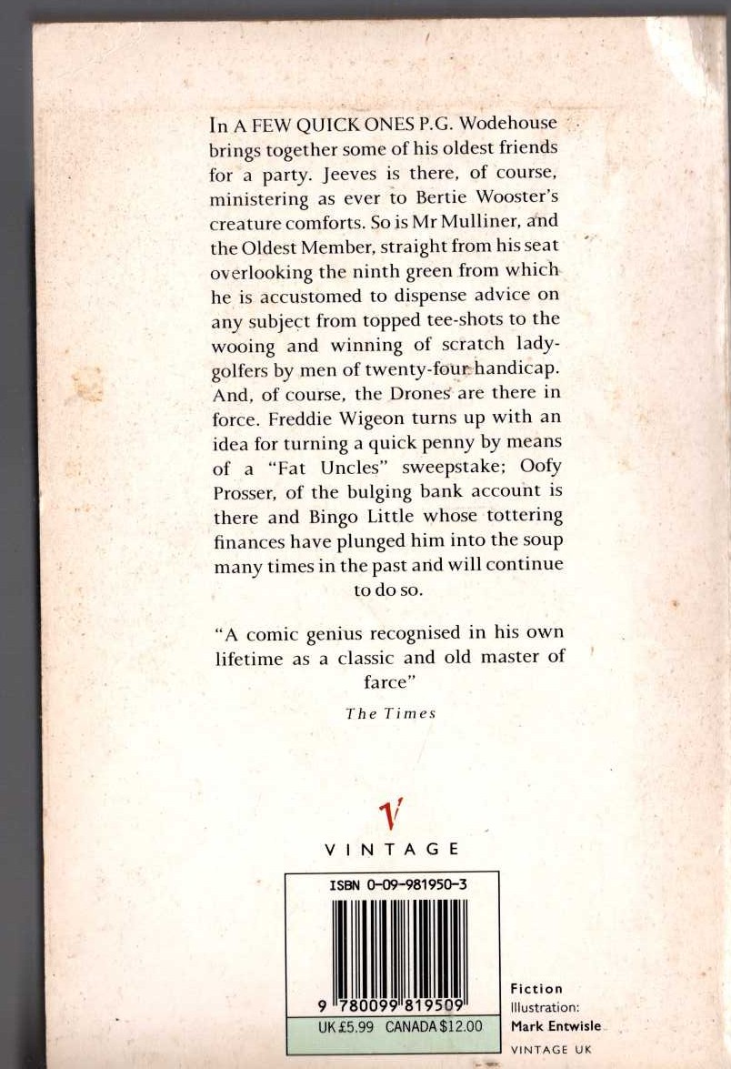 P.G. Wodehouse  A FEW QUICK ONES magnified rear book cover image