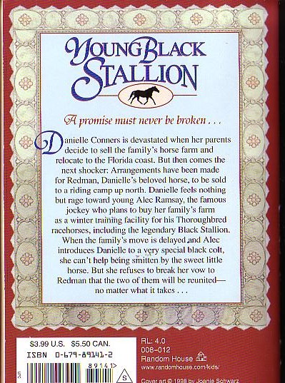 (Steven Farley) YOUNG BLACK STALLION magnified rear book cover image
