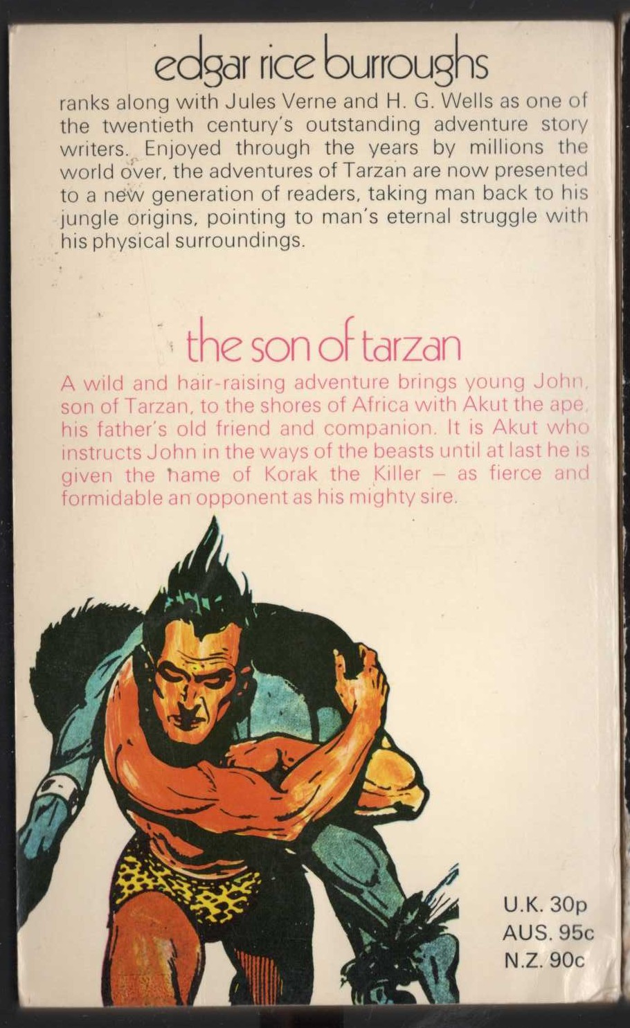 Edgar Rice Burroughs  THE SON OF TARZAN magnified rear book cover image