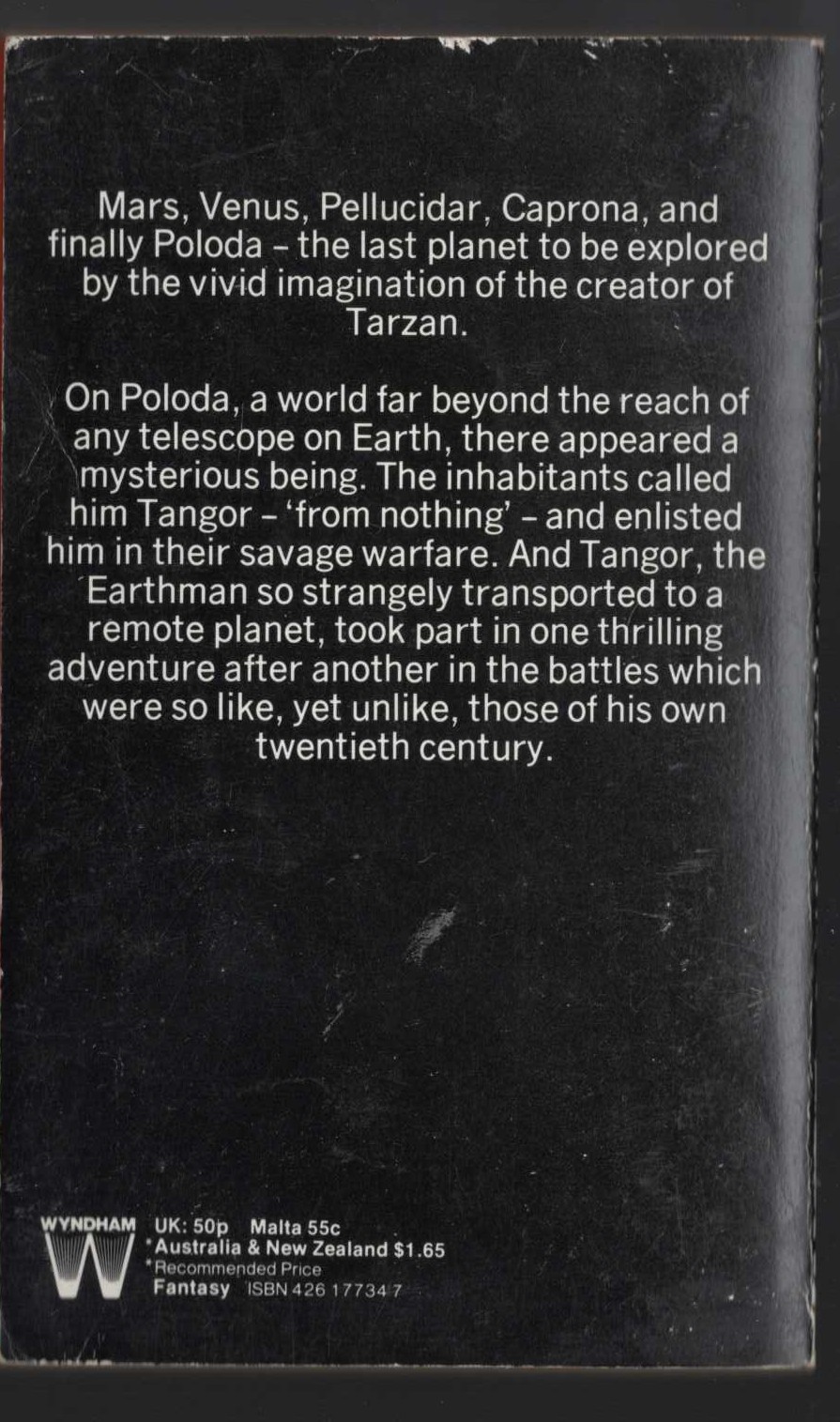 Edgar Rice Burroughs  BEYOND THE FARTHEST STAR magnified rear book cover image