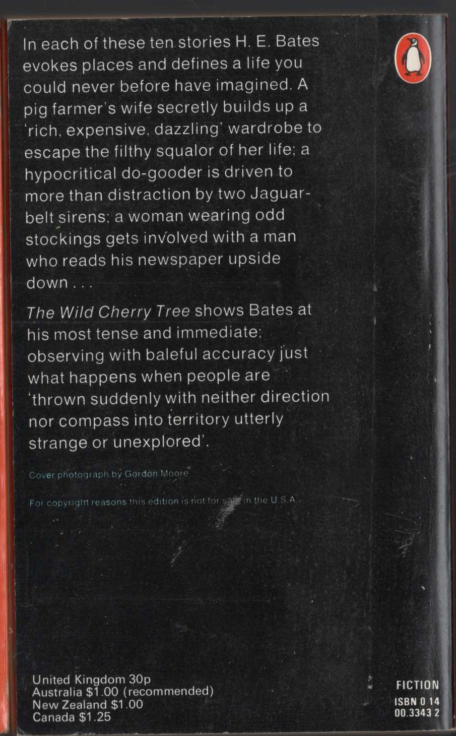 H.E. Bates  THE WILD CHERRY TREE magnified rear book cover image