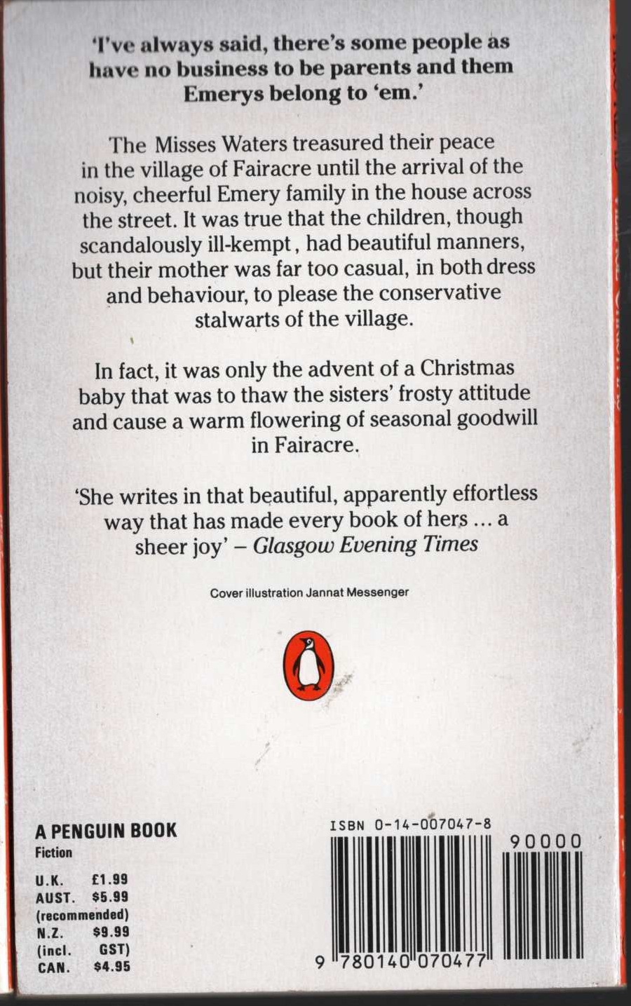 Miss Read  VILLAGE CHRISTMAS magnified rear book cover image