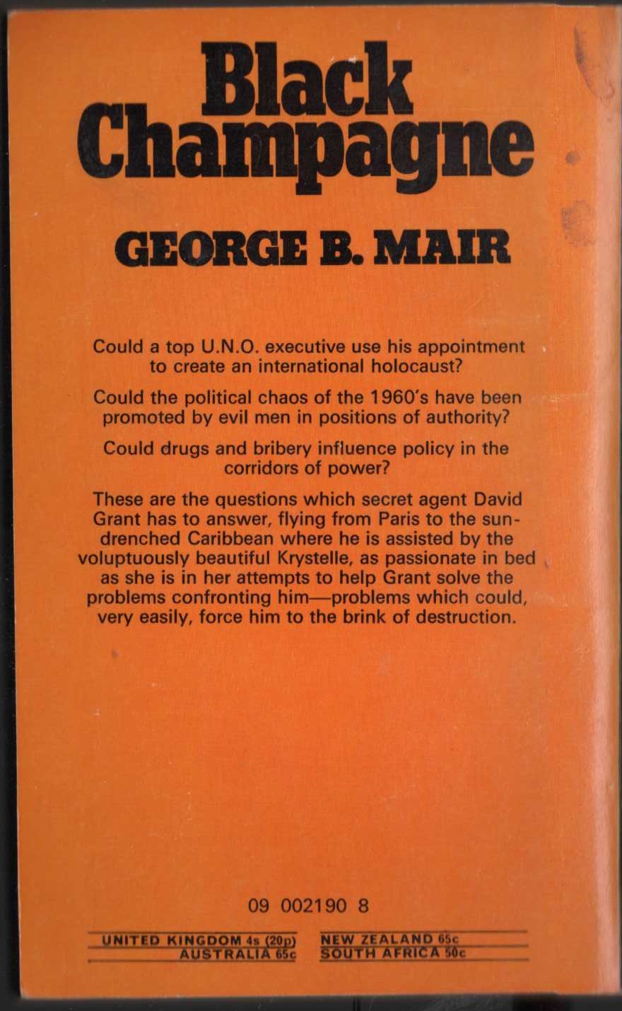 George B. Mair  BLACK CHAMPAGNE magnified rear book cover image