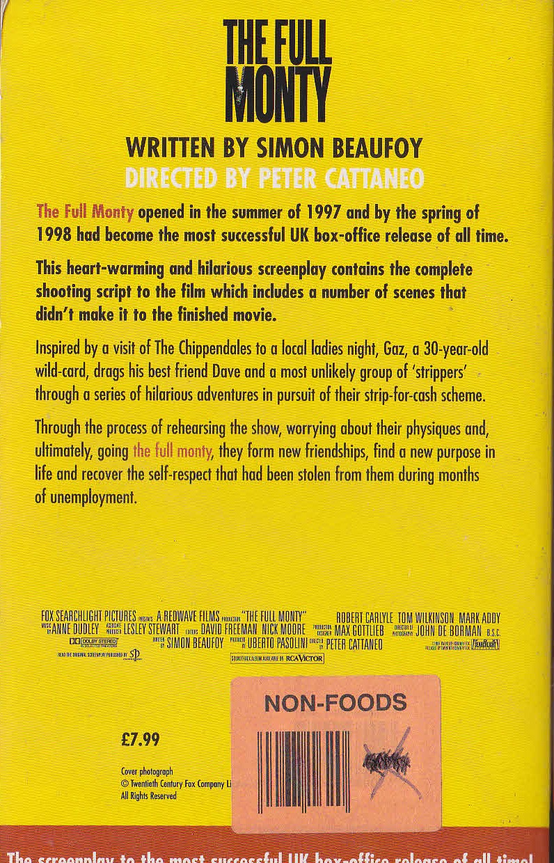Simon Beaufoy  THE FULL MONTY (Screenplay) magnified rear book cover image