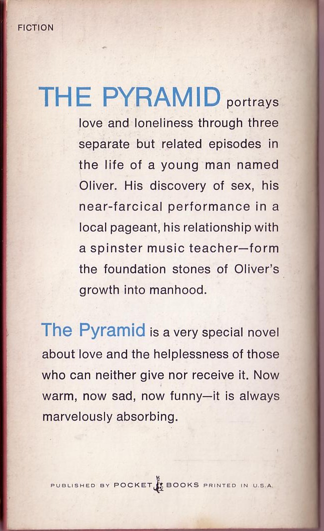 William Golding  THE PYRAMID magnified rear book cover image