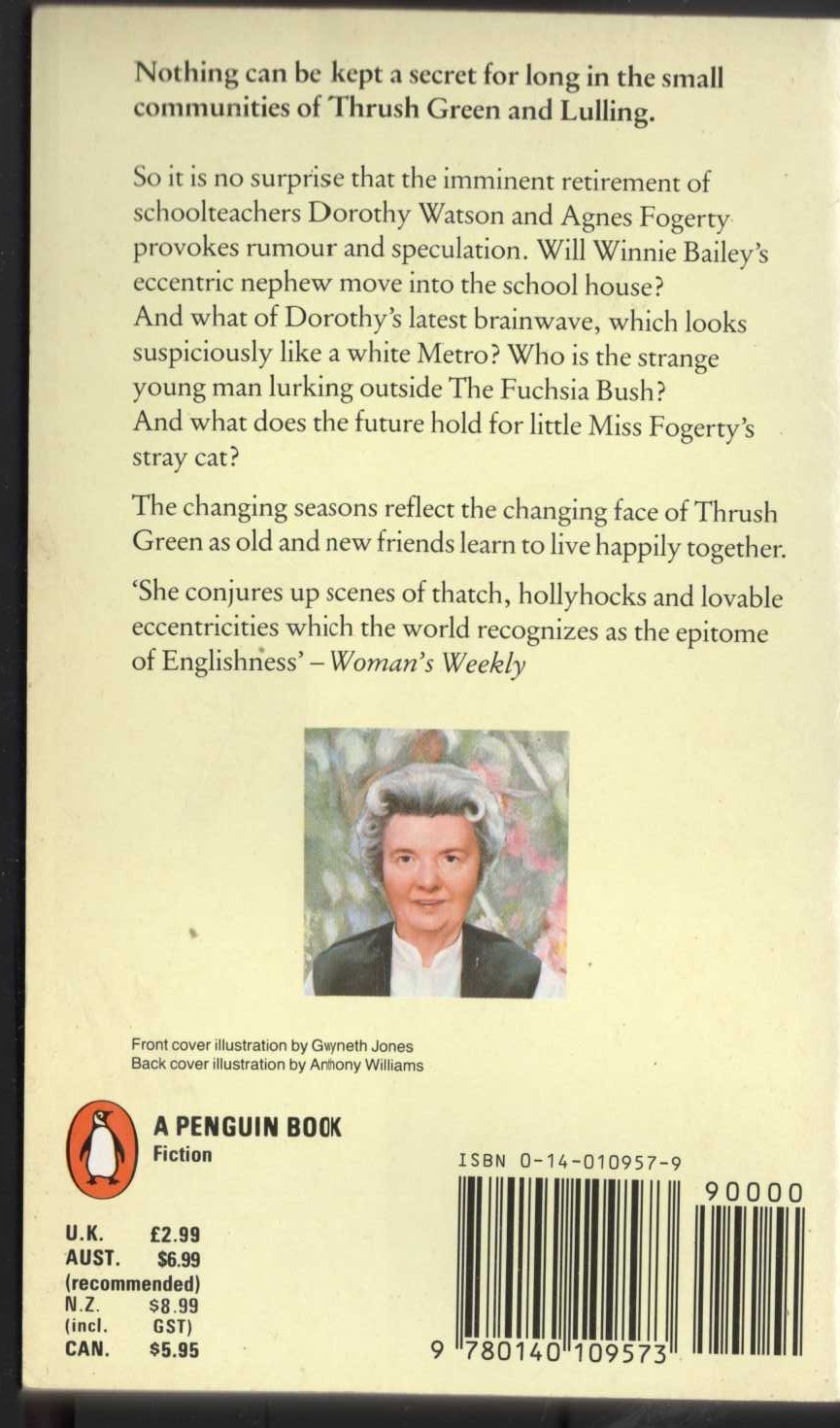 Miss Read  THE SCHOOL AT THRUSH GREEN magnified rear book cover image