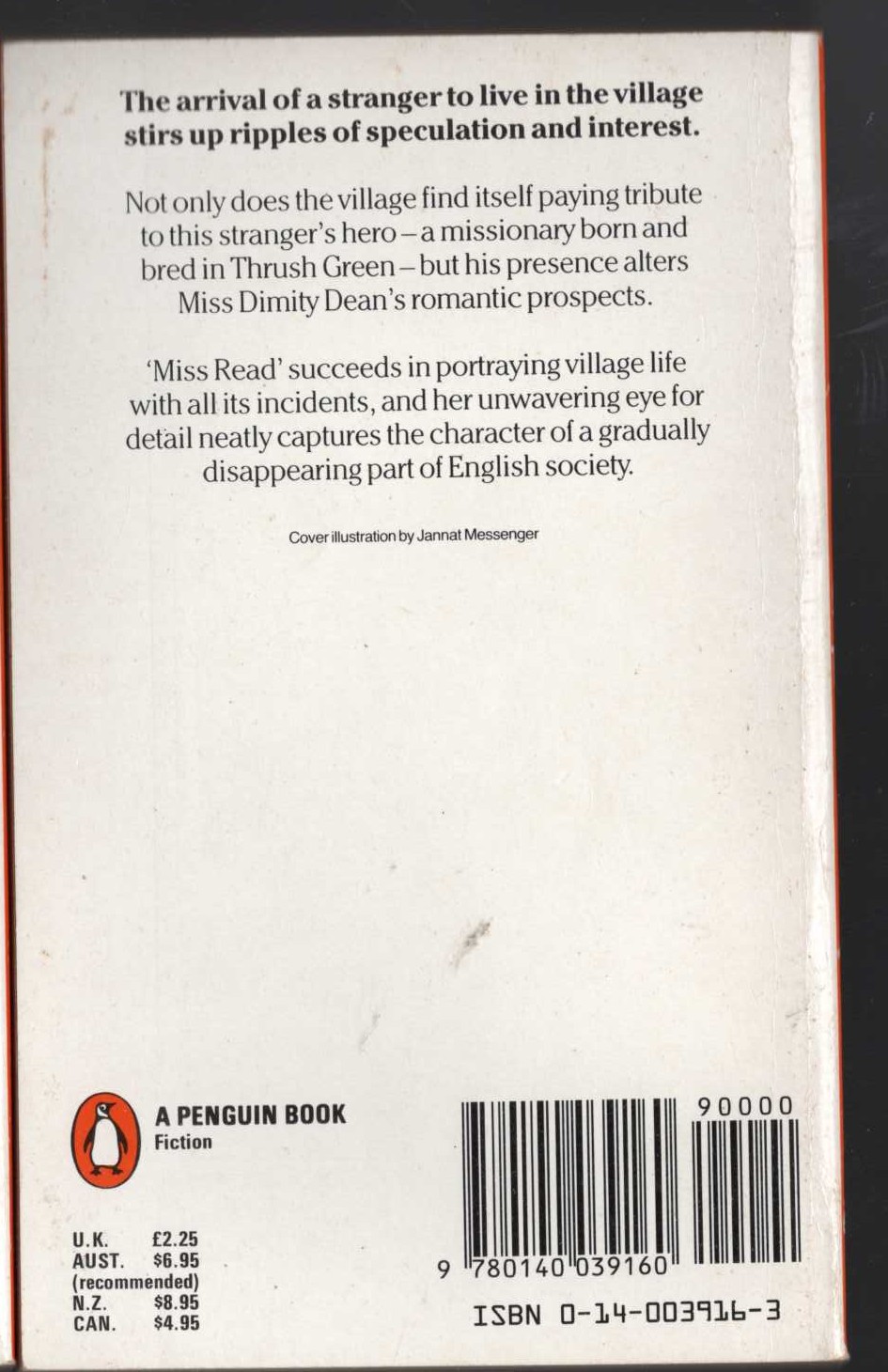 Miss Read  WINTER IN THRUSH GREEN magnified rear book cover image