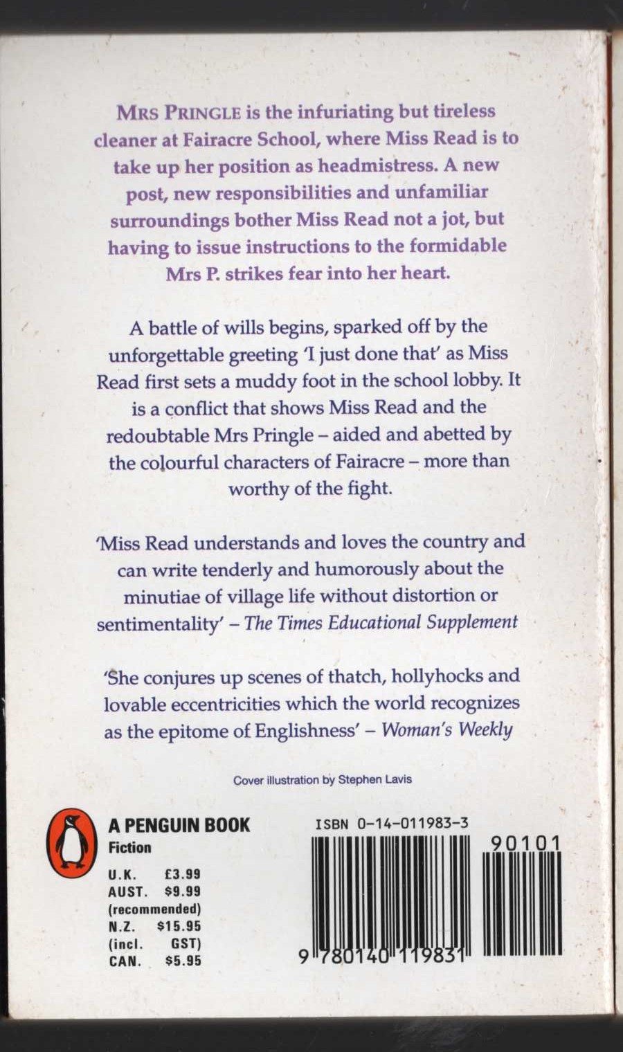 Miss Read  MRS PRINGLE magnified rear book cover image