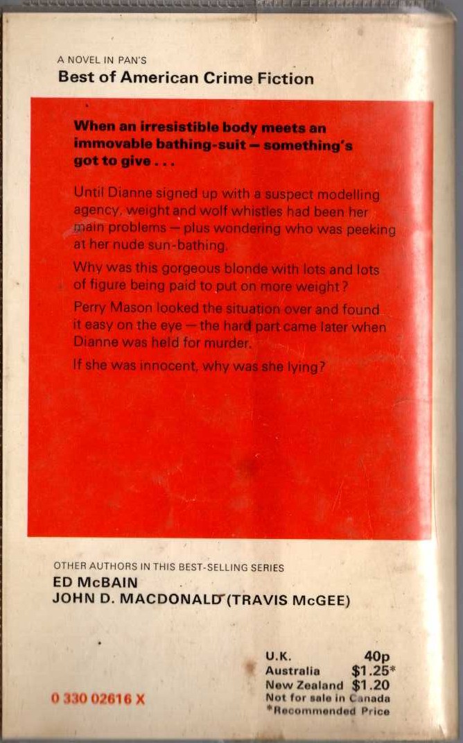 Erle Stanley Gardner  THE CASE OF THE BLONDE BONANZA magnified rear book cover image