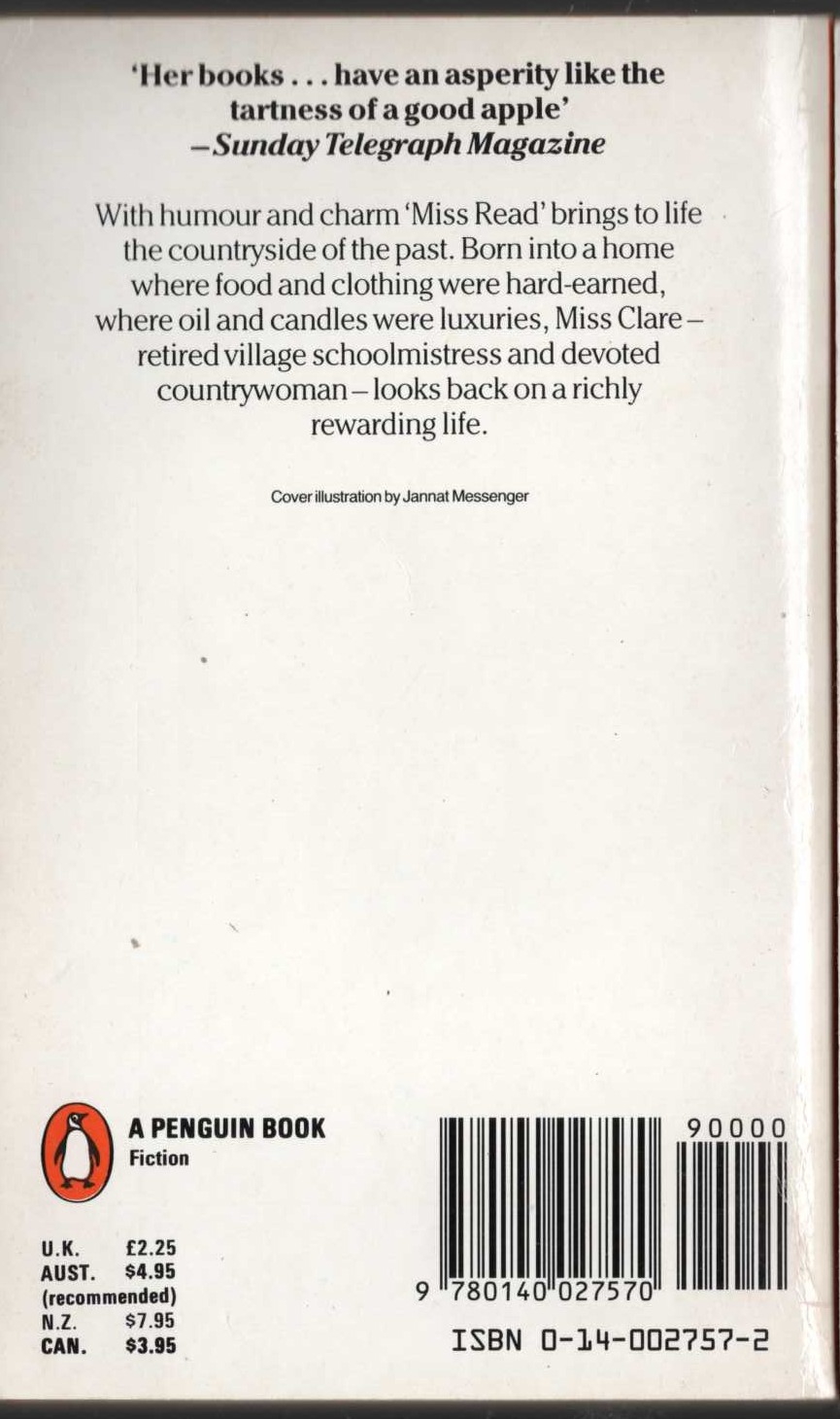 Miss Read  MISS CLARE REMEMBERS magnified rear book cover image