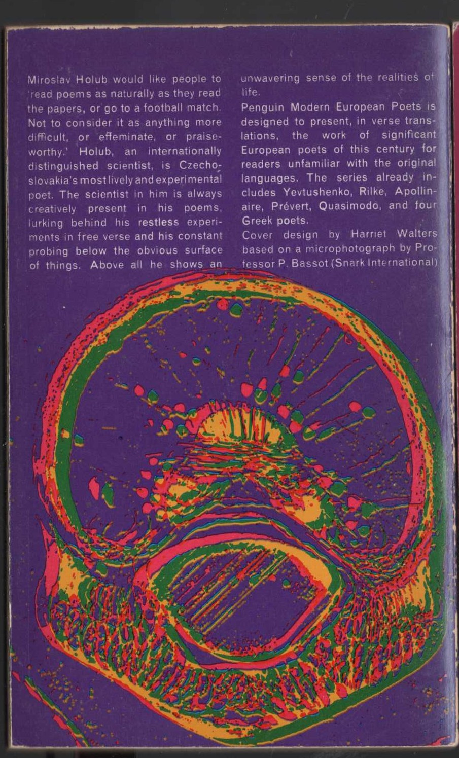 Miroslav Holub  SELECTED POEMS (Penguin Modern European Poets) magnified rear book cover image