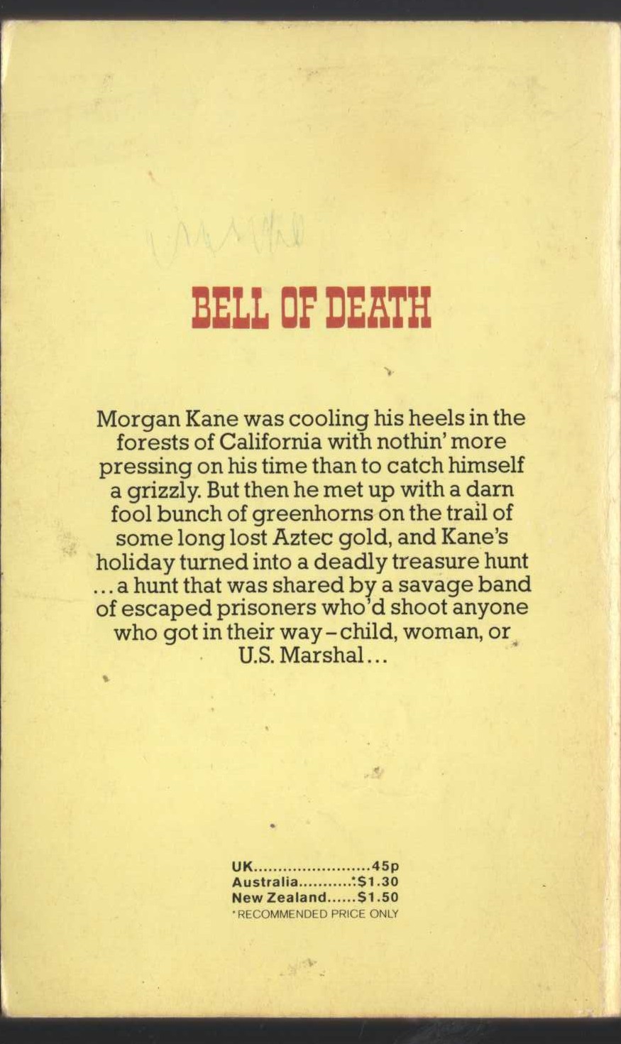 Louis Masterson  BELL OF DEATH magnified rear book cover image