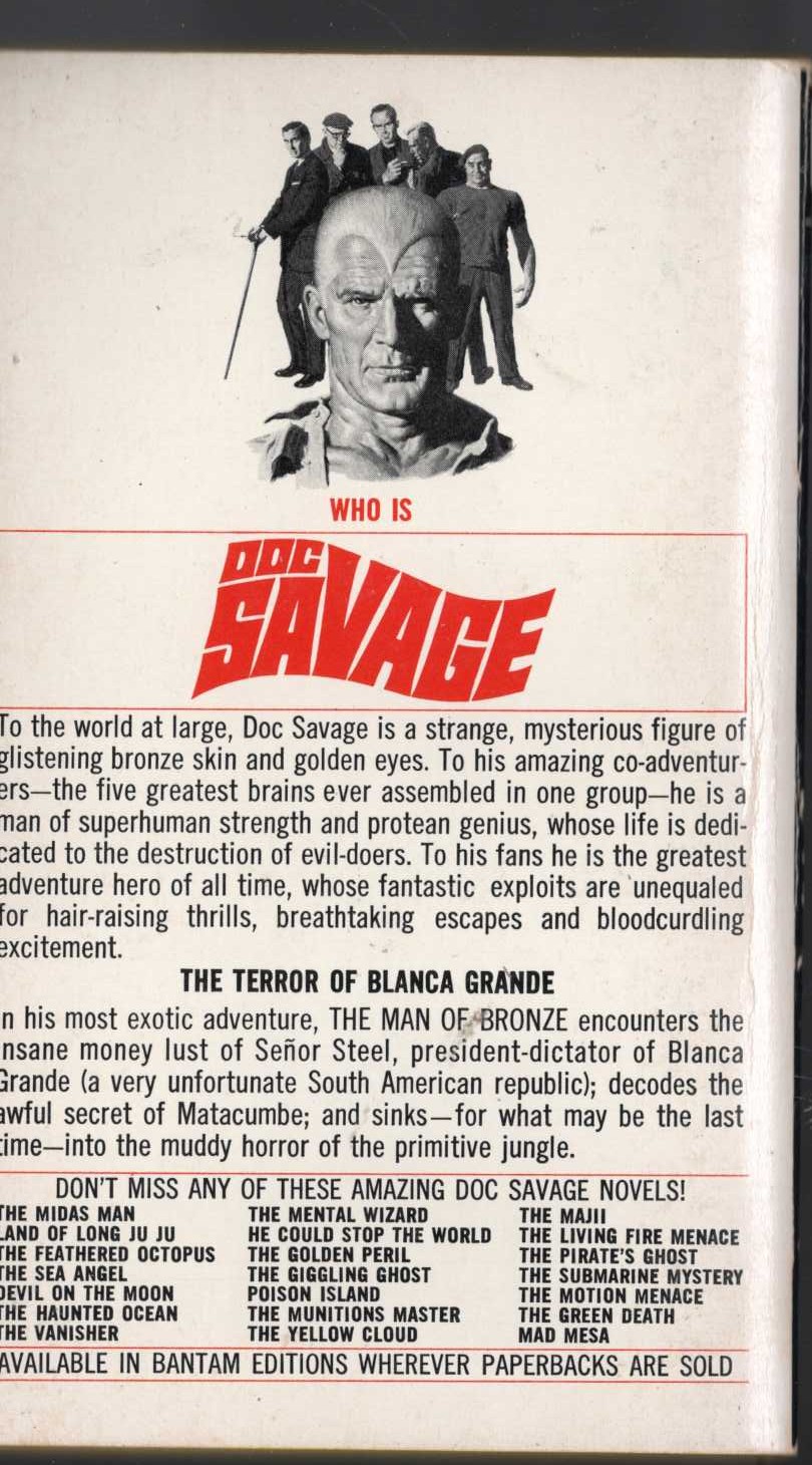 Kenneth Robeson  DOC SAVAGE: THE FRECKLED SHARK magnified rear book cover image