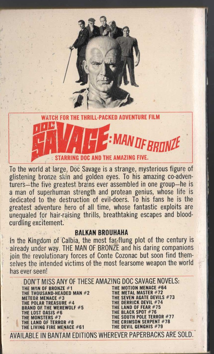 Kenneth Robeson  DOC SAVAGE: THE KING MAKER magnified rear book cover image