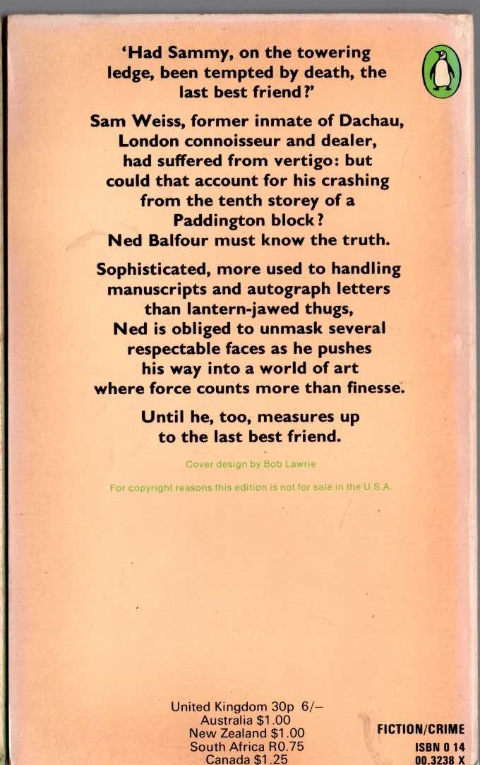 George Sims  THE LAST BEST FRIEND magnified rear book cover image