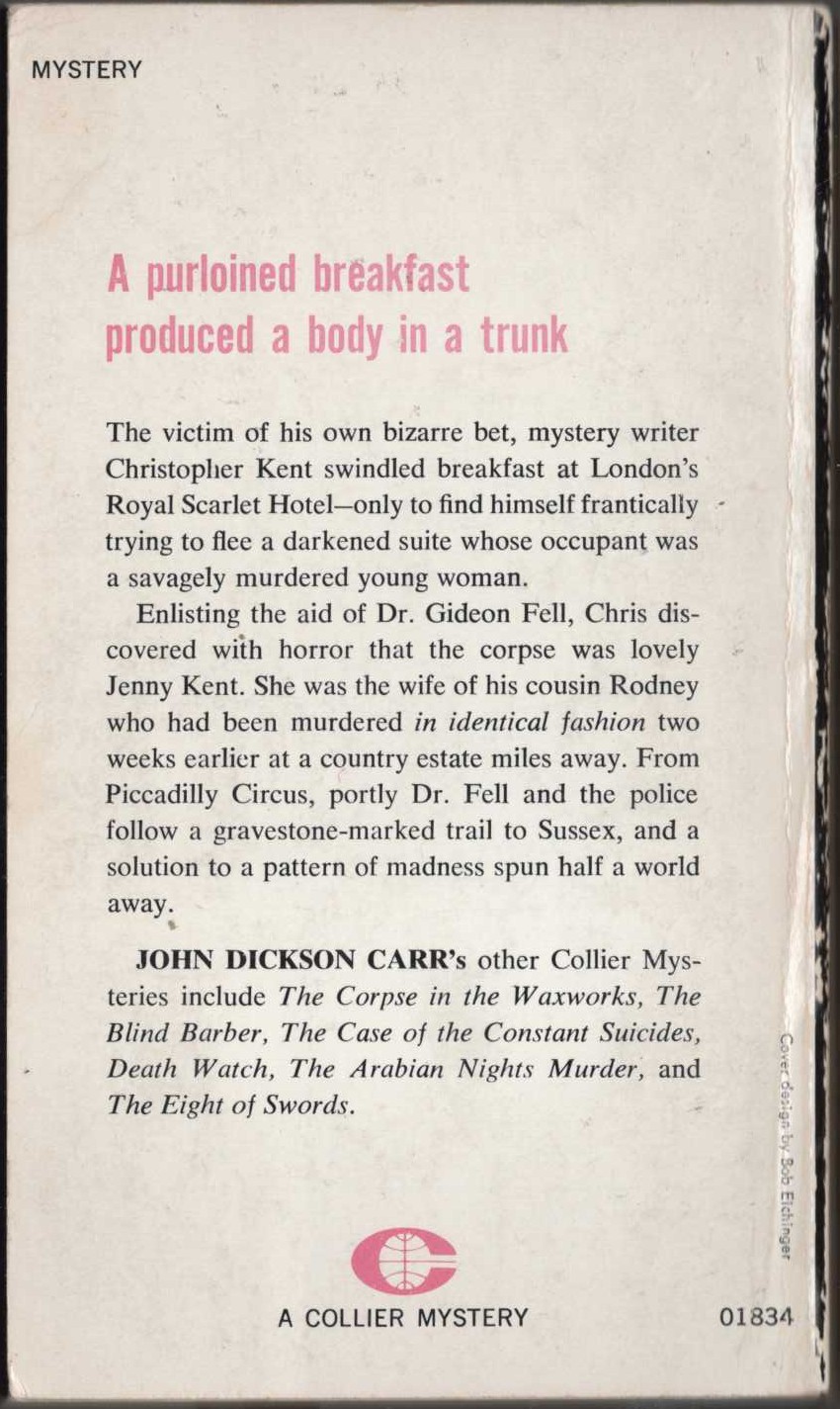 John Dickson Carr  TO WAKE THE DEAD magnified rear book cover image