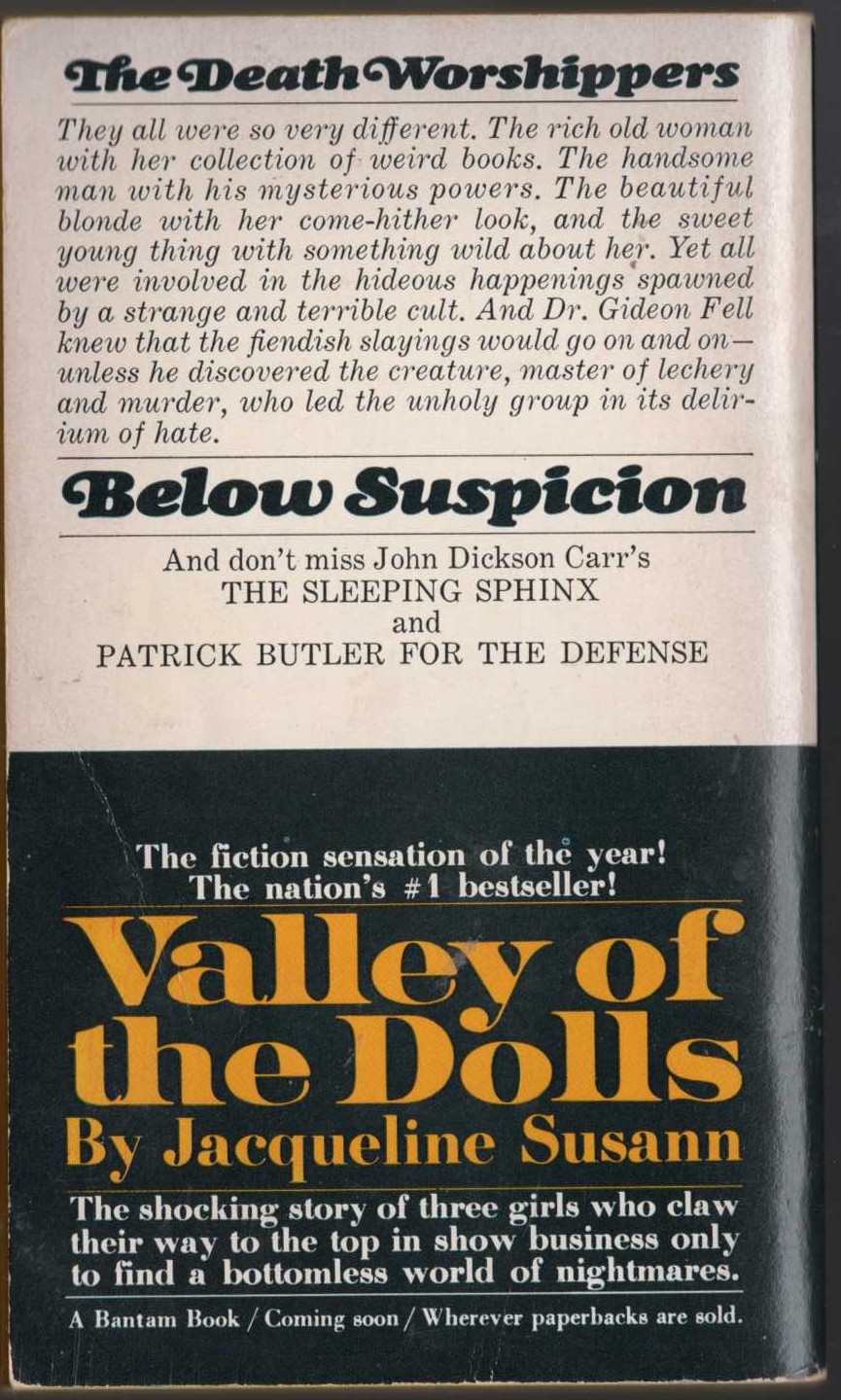 John Dickson Carr  BELOW SUSPICION magnified rear book cover image