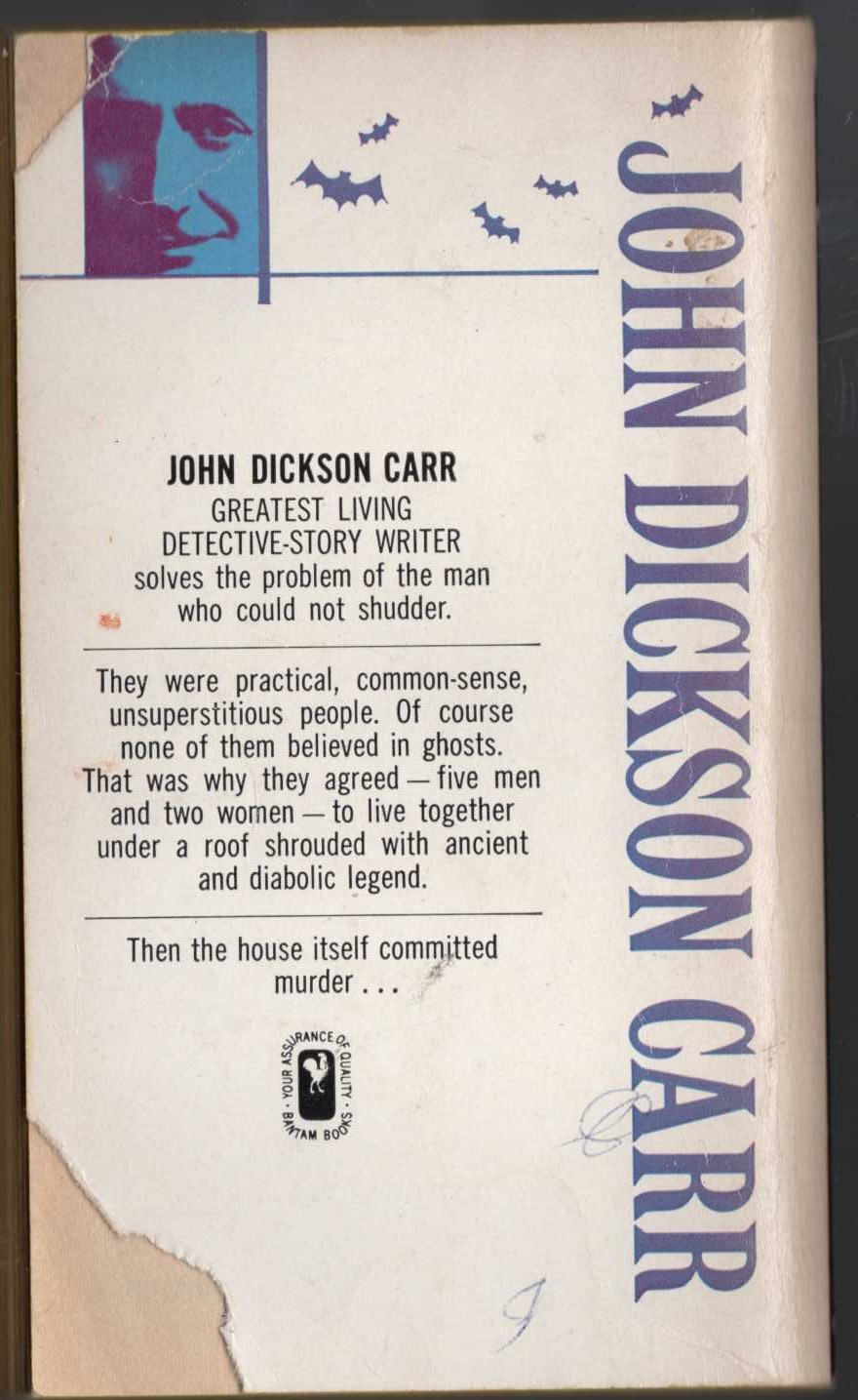 John Dickson Carr  THE MAN WHO COULD NOT SHUDDER magnified rear book cover image
