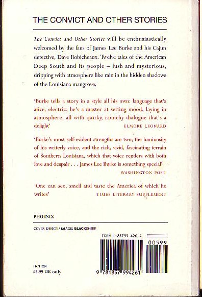 James Lee Burke  THE CONVICT and other stories magnified rear book cover image